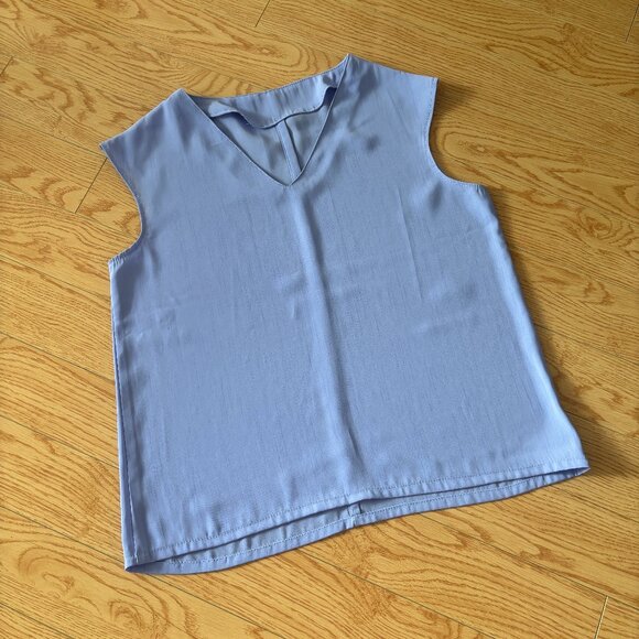 Periwinkle Vintage Handmade Tank Top Sleeveless Blouse V Neck - Picture 1 of 2